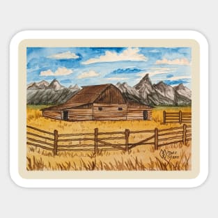 Historic barn at the Grand Teton Mountain Range Sticker